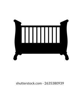 Baby Cot silhouette vector flat illustration design.