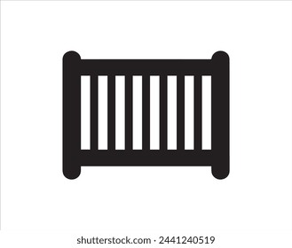 Baby cot vector illustration on white background. Vector black set icon crib bed.