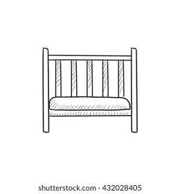 Baby cot vector sketch icon isolated on background. Hand drawn Baby cot icon. Baby cot sketch icon for infographic, website or app.