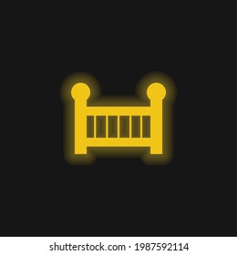 Baby Cot yellow glowing neon icon