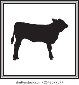 Baby cow silhouette vector illustration on white background.