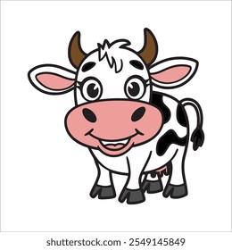 Bebé vaca con Ilustración vectorial de cara sonriente