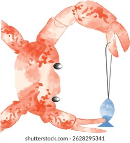 baby crab , cute crab chest print, cute crab , cute red crab
