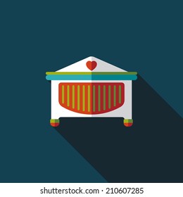 baby cradle bed flat icon with long shadow,eps10