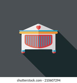 baby cradle bed flat icon with long shadow,eps10