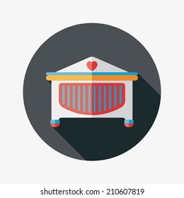 baby cradle bed flat icon with long shadow,eps10