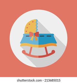 baby cradle bed flat icon with long shadow,eps10
