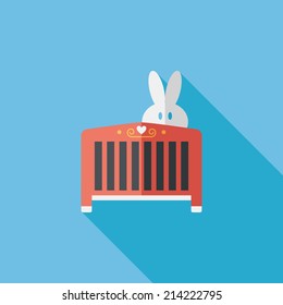baby cradle bed flat icon with long shadow,eps10