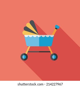 baby cradle bed flat icon with long shadow,eps10