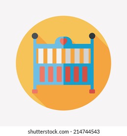 baby cradle bed flat icon with long shadow,eps10