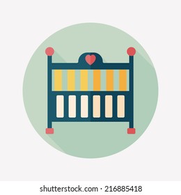 baby cradle bed flat icon with long shadow,eps10