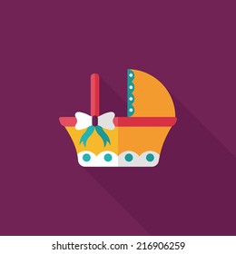 baby cradle bed flat icon with long shadow,eps10