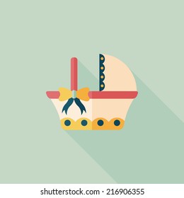 baby cradle bed flat icon with long shadow,eps10