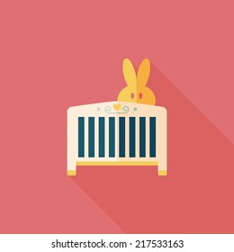 baby cradle bed flat icon with long shadow,eps10