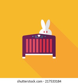 baby cradle bed flat icon with long shadow,eps10