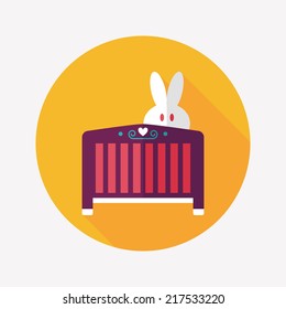baby cradle bed flat icon with long shadow,eps10