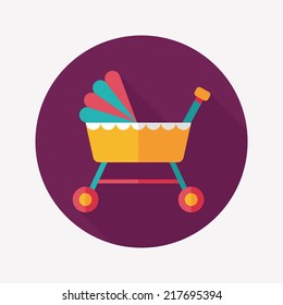 baby cradle bed flat icon with long shadow,eps10