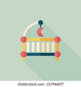 baby cradle bed flat icon with long shadow,eps10