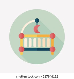 baby cradle bed flat icon with long shadow,eps10