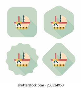 baby cradle bed flat icon with long shadow,eps10