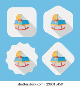 baby cradle bed flat icon with long shadow,eps10