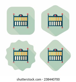 baby cradle bed flat icon with long shadow,eps10