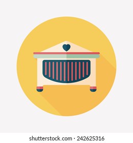 baby cradle bed flat icon with long shadow,eps10