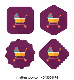 baby cradle bed flat icon with long shadow,eps10