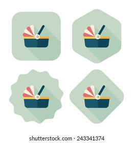 baby cradle bed flat icon with long shadow,eps10