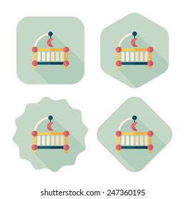 baby cradle bed flat icon with long shadow,eps10