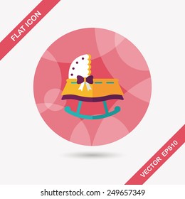 baby cradle bed flat icon with long shadow,eps10