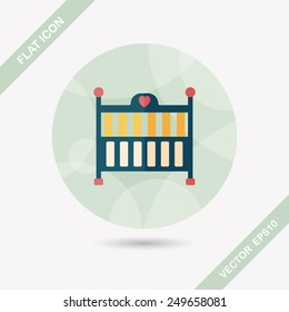 baby cradle bed flat icon with long shadow,eps10