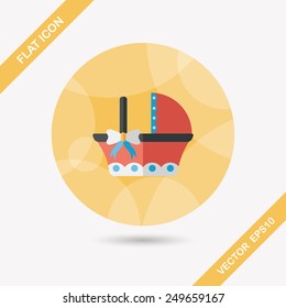 baby cradle bed flat icon with long shadow,eps10