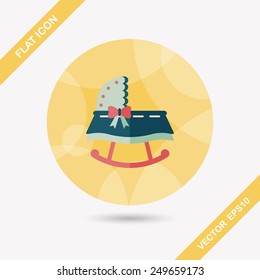 baby cradle bed flat icon with long shadow,eps10