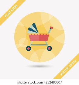baby cradle bed flat icon with long shadow,eps10