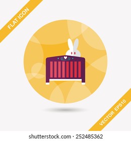 baby cradle bed flat icon with long shadow,eps10