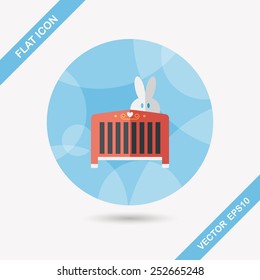 baby cradle bed flat icon with long shadow,eps10