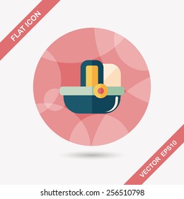 baby cradle bed flat icon with long shadow,eps10