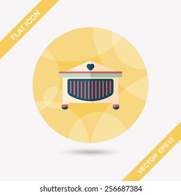 baby cradle bed flat icon with long shadow,eps10