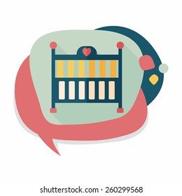 baby cradle bed flat icon with long shadow,eps10