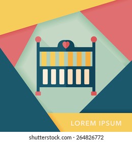baby cradle bed flat icon with long shadow,eps10