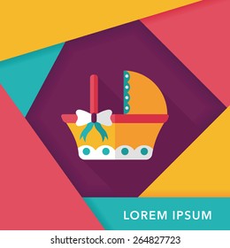 baby cradle bed flat icon with long shadow,eps10