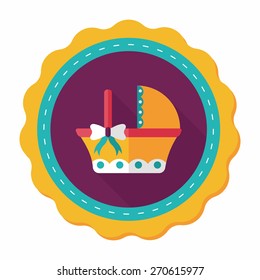 baby cradle bed flat icon with long shadow,eps10