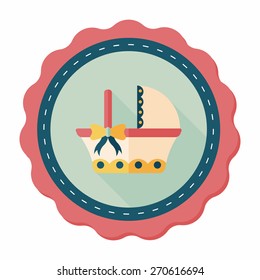 baby cradle bed flat icon with long shadow,eps10