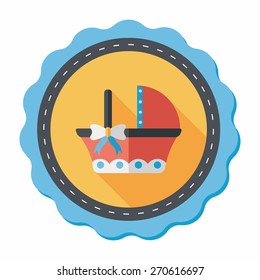baby cradle bed flat icon with long shadow,eps10