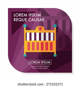 baby cradle bed flat icon with long shadow,eps10