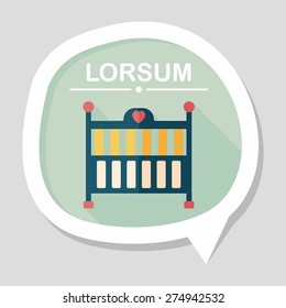 baby cradle bed flat icon with long shadow,eps10