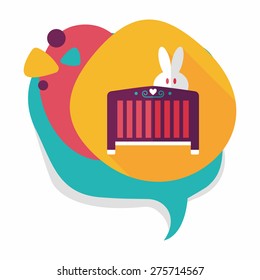 baby cradle bed flat icon with long shadow, eps10