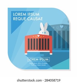 baby cradle bed flat icon with long shadow,eps10