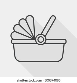 baby cradle bed flat icon with long shadow, line icon